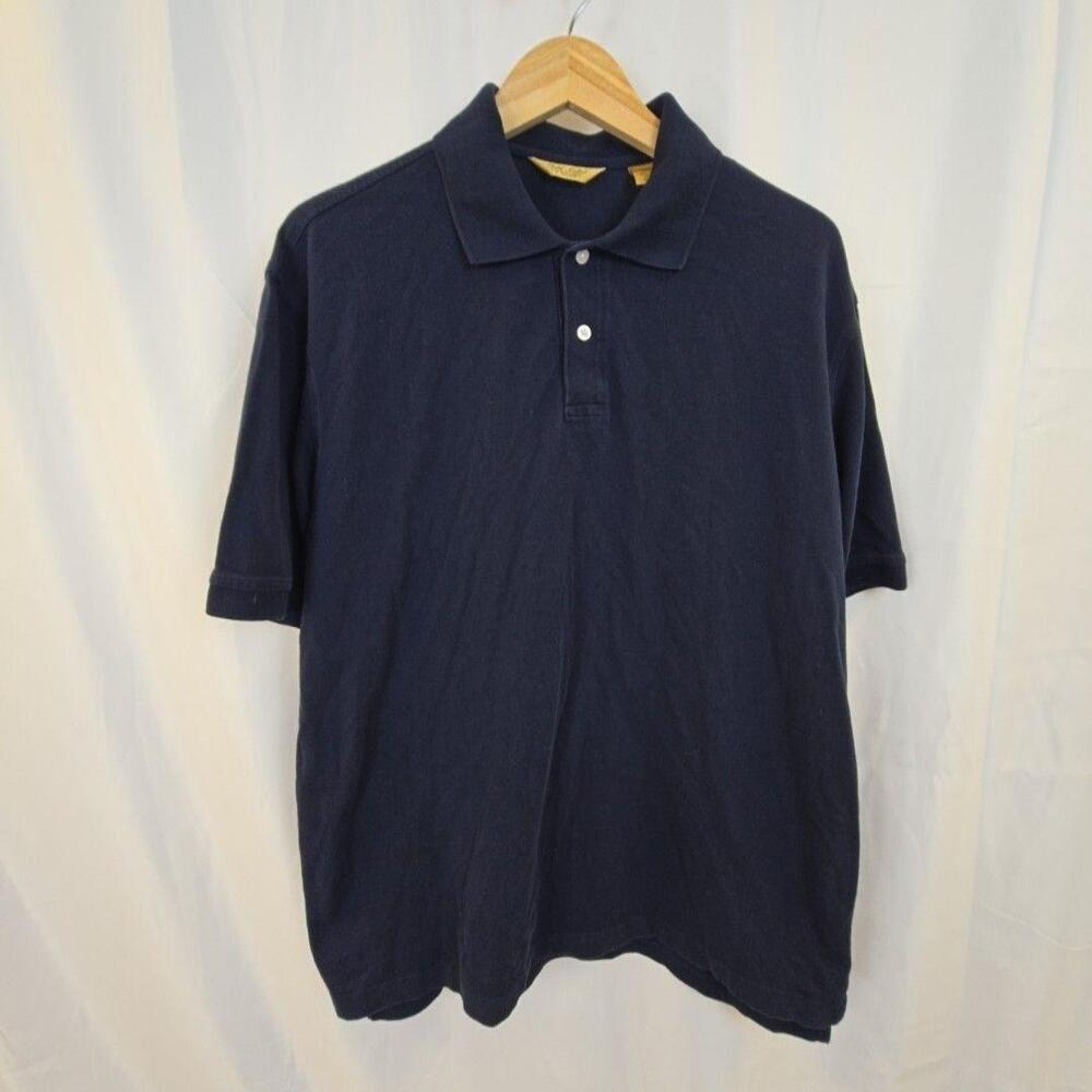 Roundtree & Yorke Gold Label Polo Shirt Mens XL Blue Solid Short Sleeve Casual